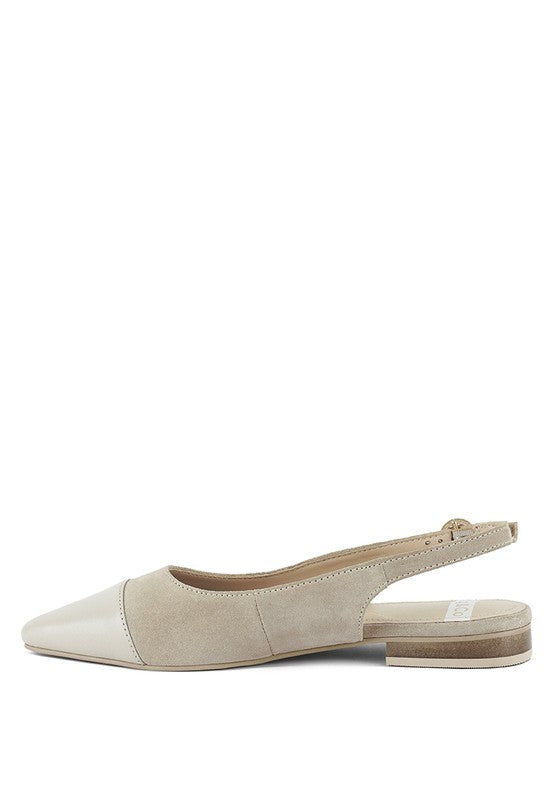 Uwaha Genuine Leather & Real Suede Slingback Flats