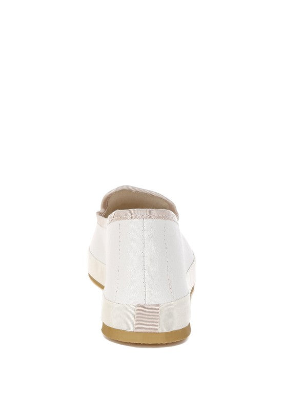 Moshka Round Toe Canvas Slip-On Loafers