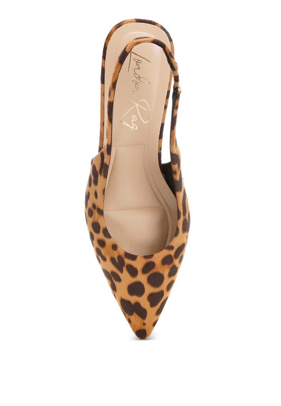 Inana Leopard Slingback Kitten Heels