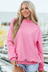 Bright Pink Oversize Drop Shoulder Reversible Mock Neck Sweatshirt - Loving It Shop