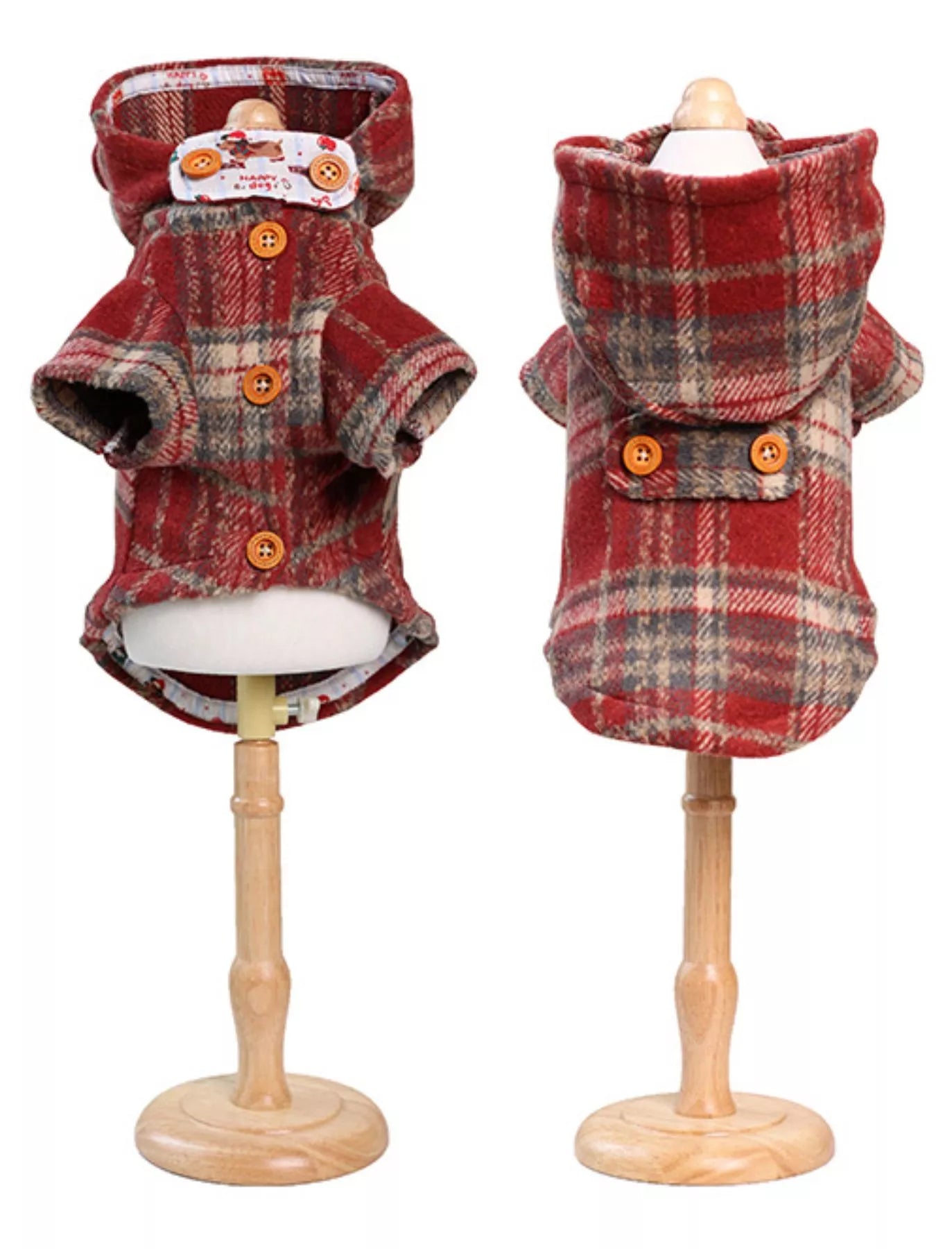 Plaid Button - Down Pet Coat with Hood - Loving It Shop