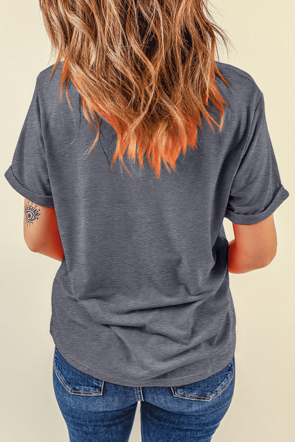 Gray Bunny Ear Bow Printed Easter Fashion T Shirt - Loving It Shop