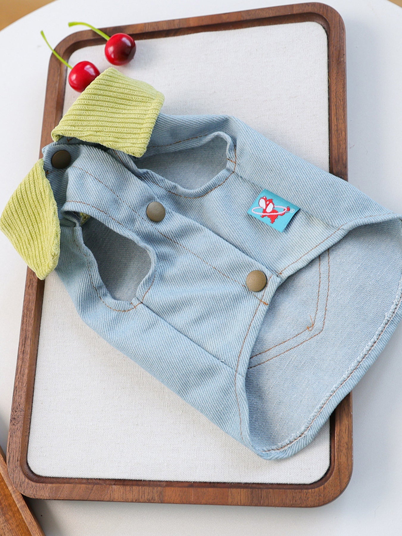 Denim Flower Embroidered Pet Top - Loving It Shop