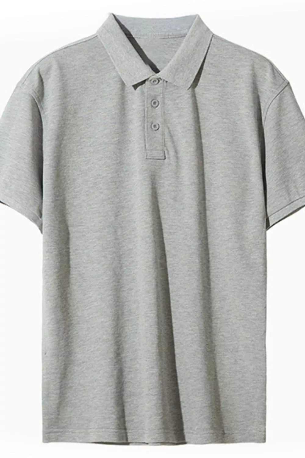 Men's Full Size Button Detail Short Sleeve Polo Plus Size