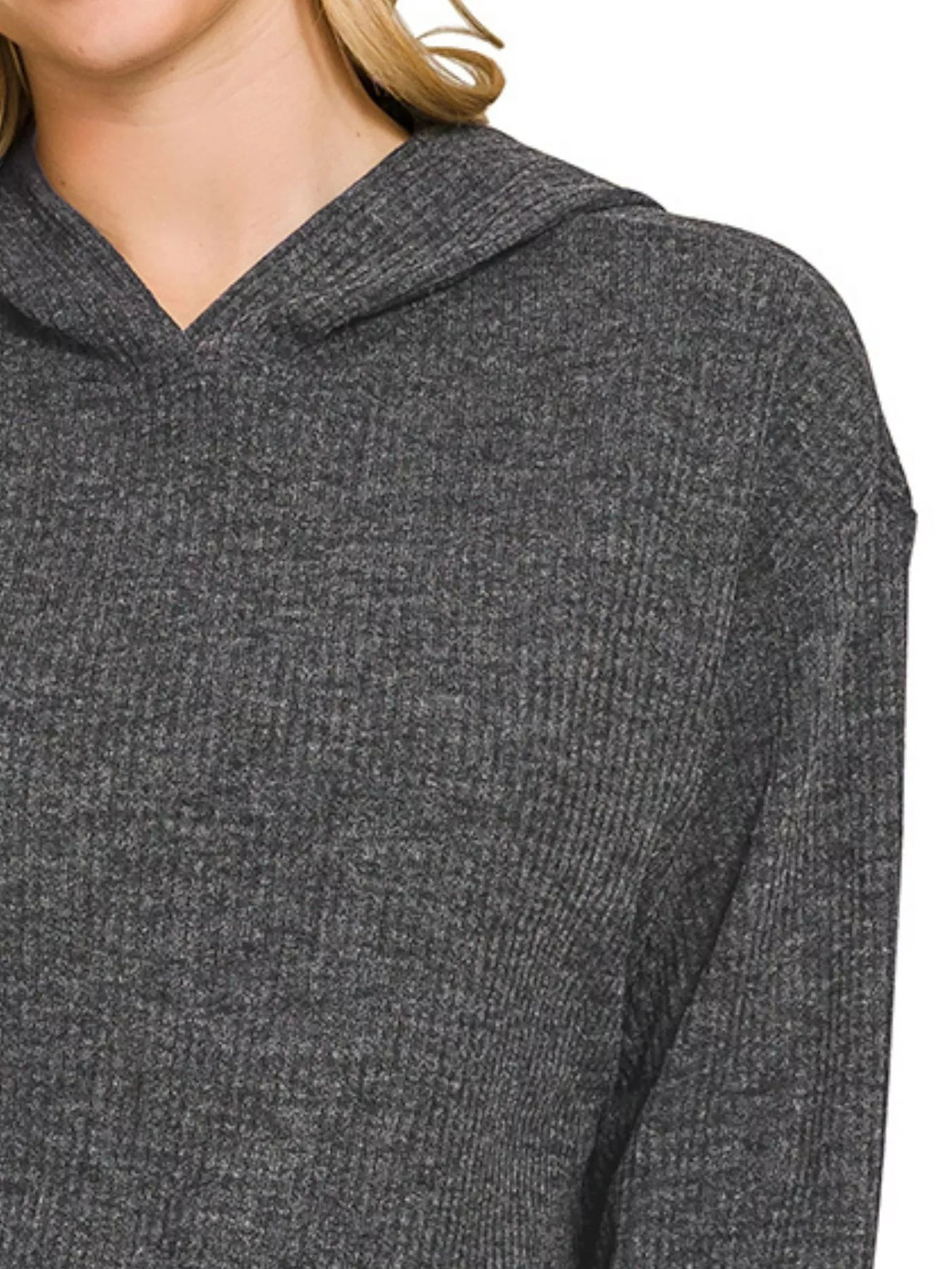 Ribbed Long Sleeve Hoodie