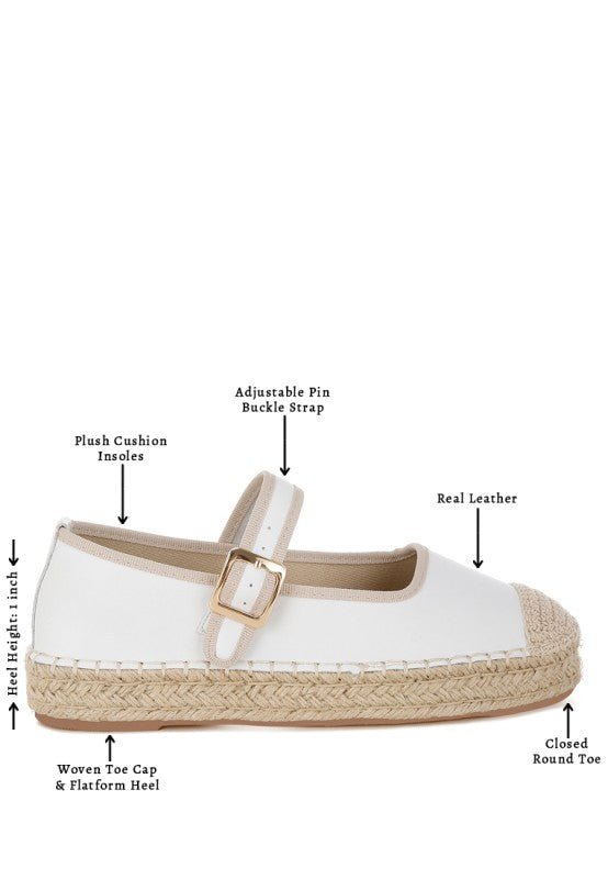 Ostac Genuine Leather Mary Jane Espradrilles - Loving It Shop