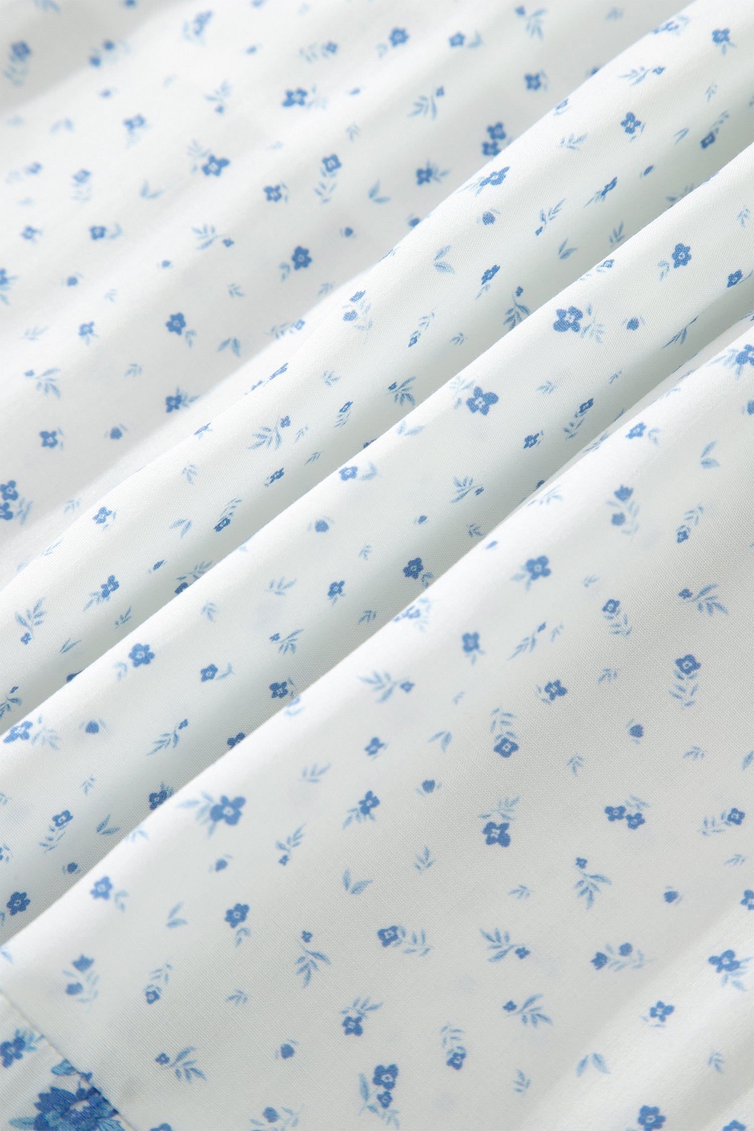 Sky Blue High Waist Tiny Floral Print Boho Maxi Skirt
