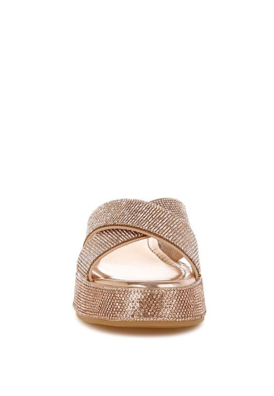 Adena Rhinestone Embellished Flatforms - Loving It Shop
