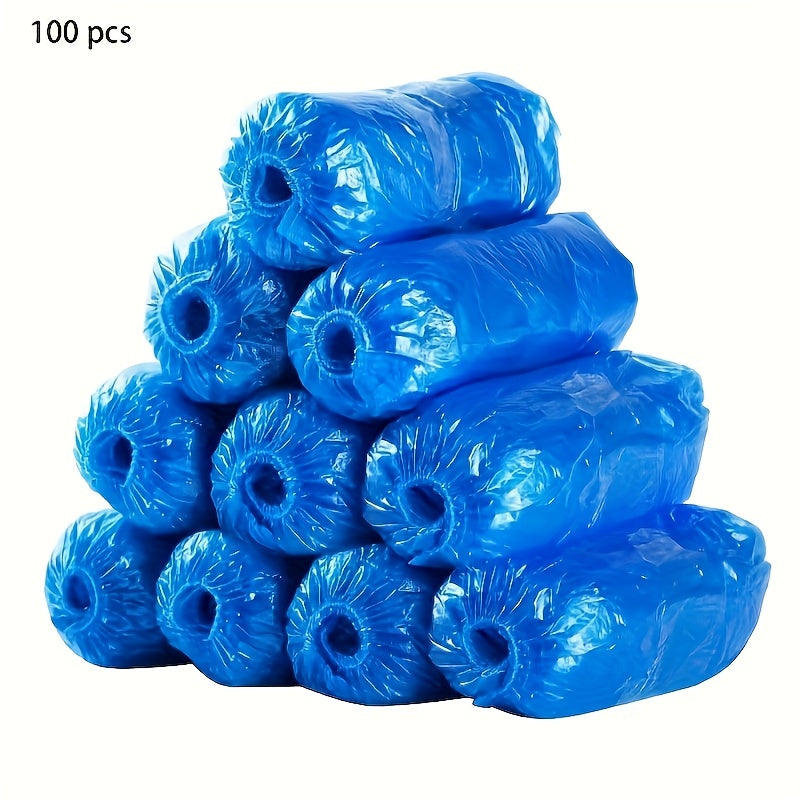 100-Pack: Disposable Plastic Shoe Covers – Waterproof &amp; Slip-Resistant