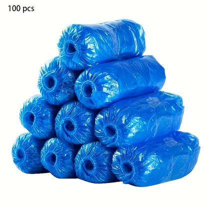 100-Pack: Disposable Plastic Shoe Covers – Waterproof &amp; Slip-Resistant