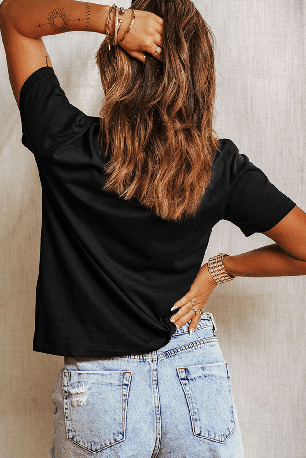 Black Sequin Basketball Graphic Crewneck Game Day T Shirt - Loving It Shop