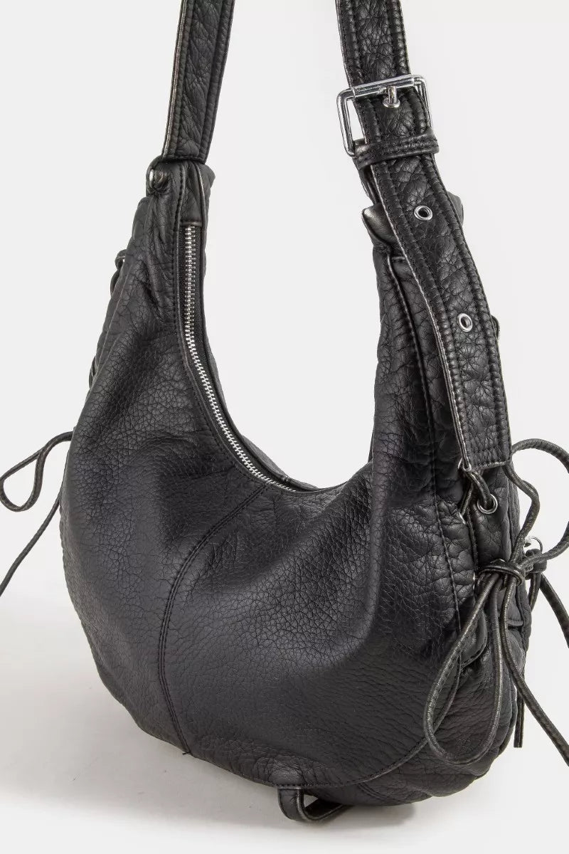 Larger Leather Crescent Shoulder Bag