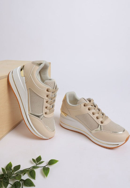 Vespera  Faux Leather & Mesh Sneakers