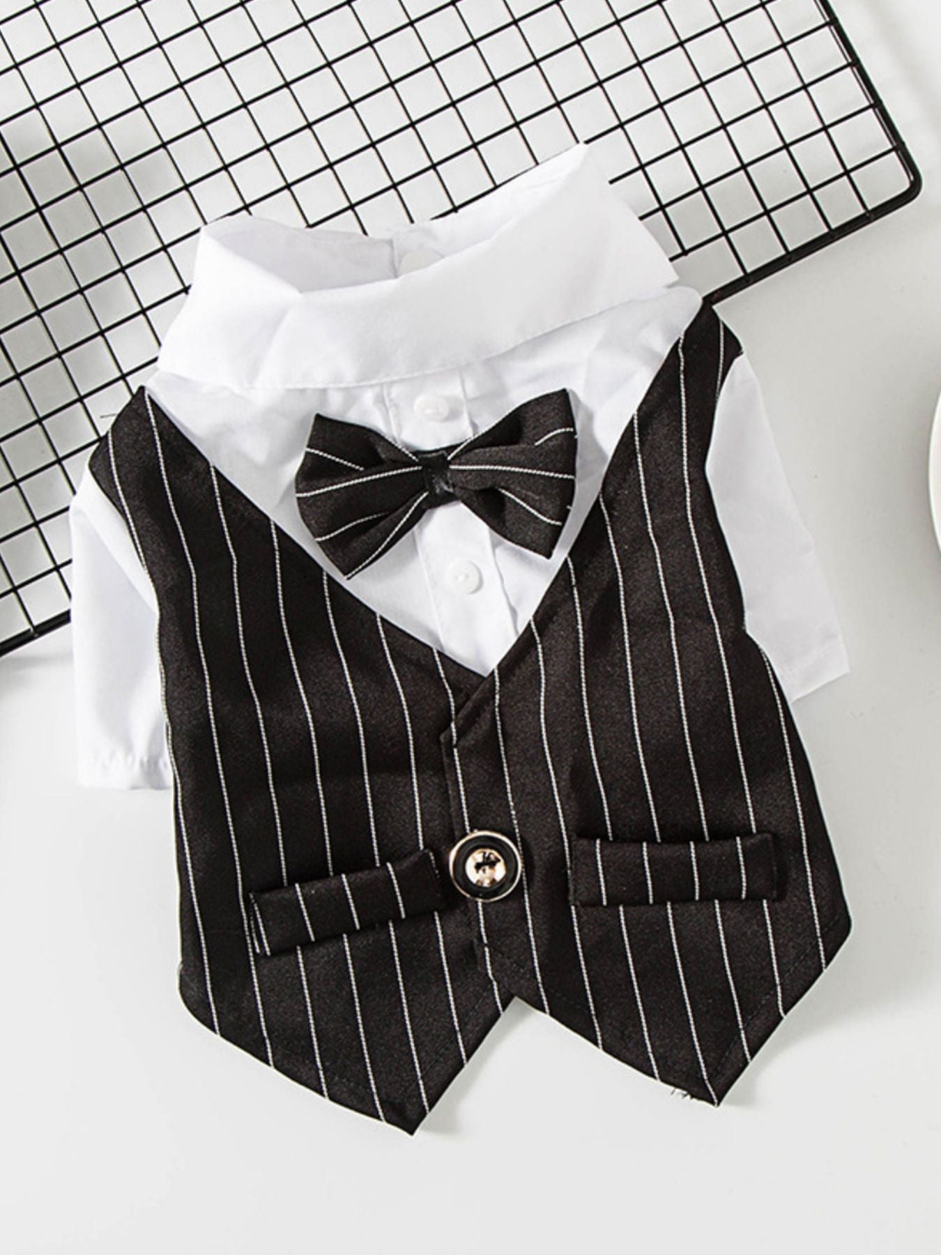 Striped Bow Tie Pet Blazer - Loving It Shop