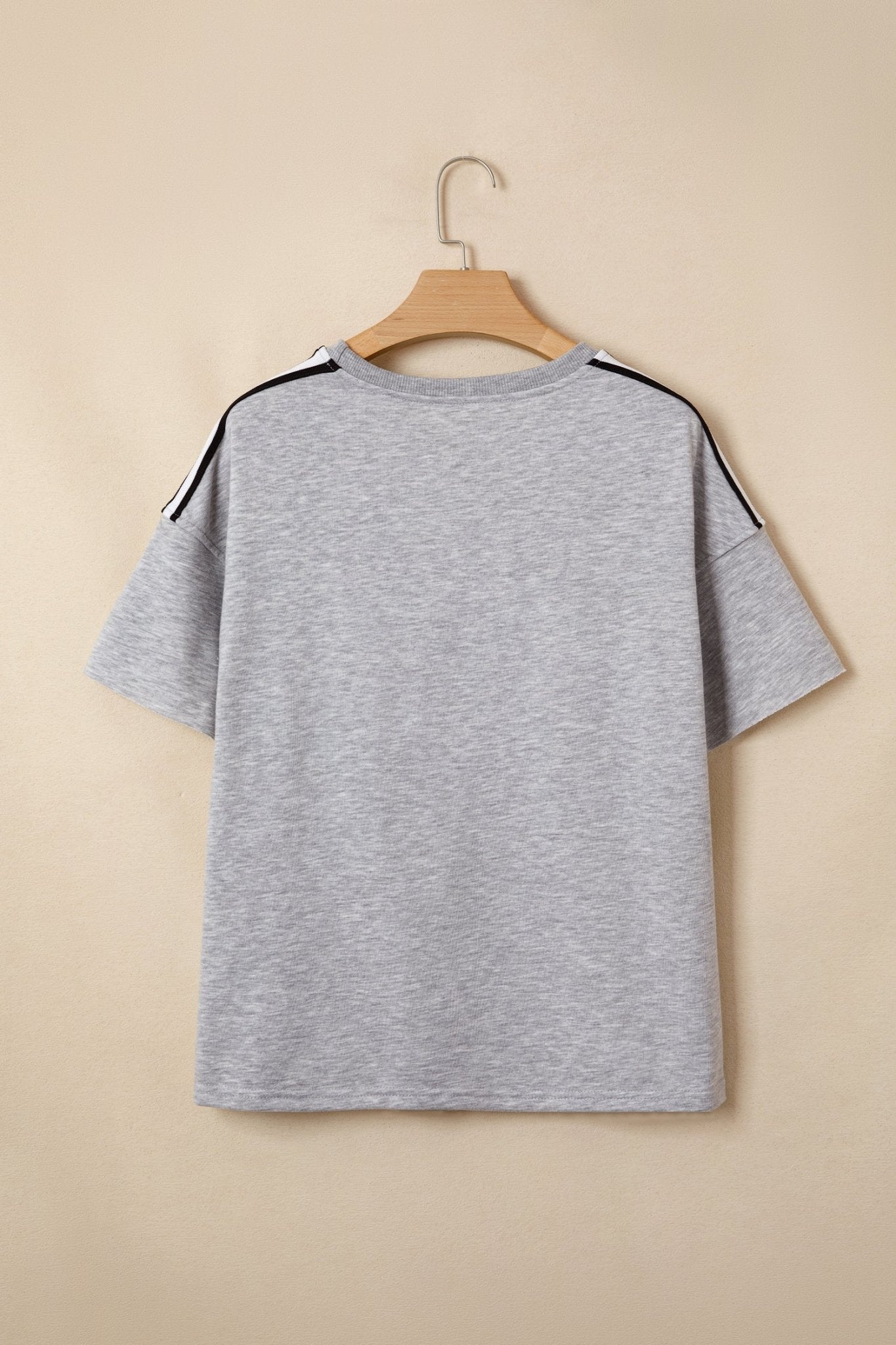 Light Grey Patchwork Detail Raw Edge Oversize Tee - Loving It Shop