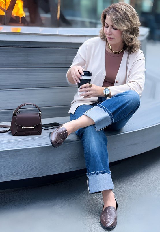 Gabassi Studded Genuine Leather Loafers - Loving It Shop
