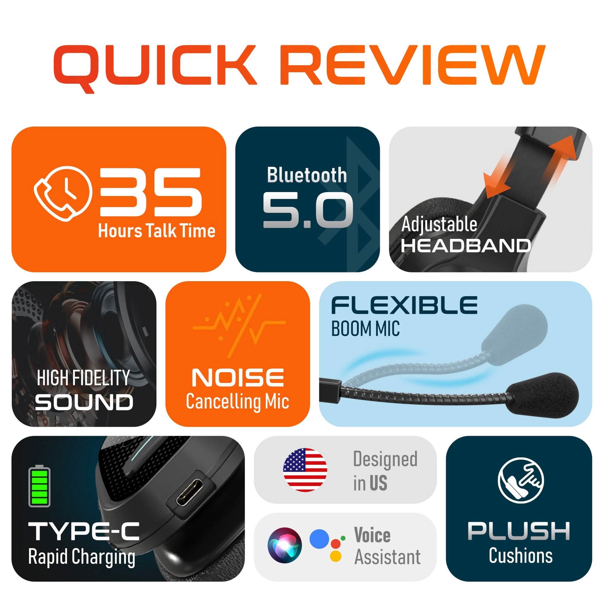 Delton 20X Bluetooth Headset &amp; 3 in 1 Wireless Charging Station with Headset Holder