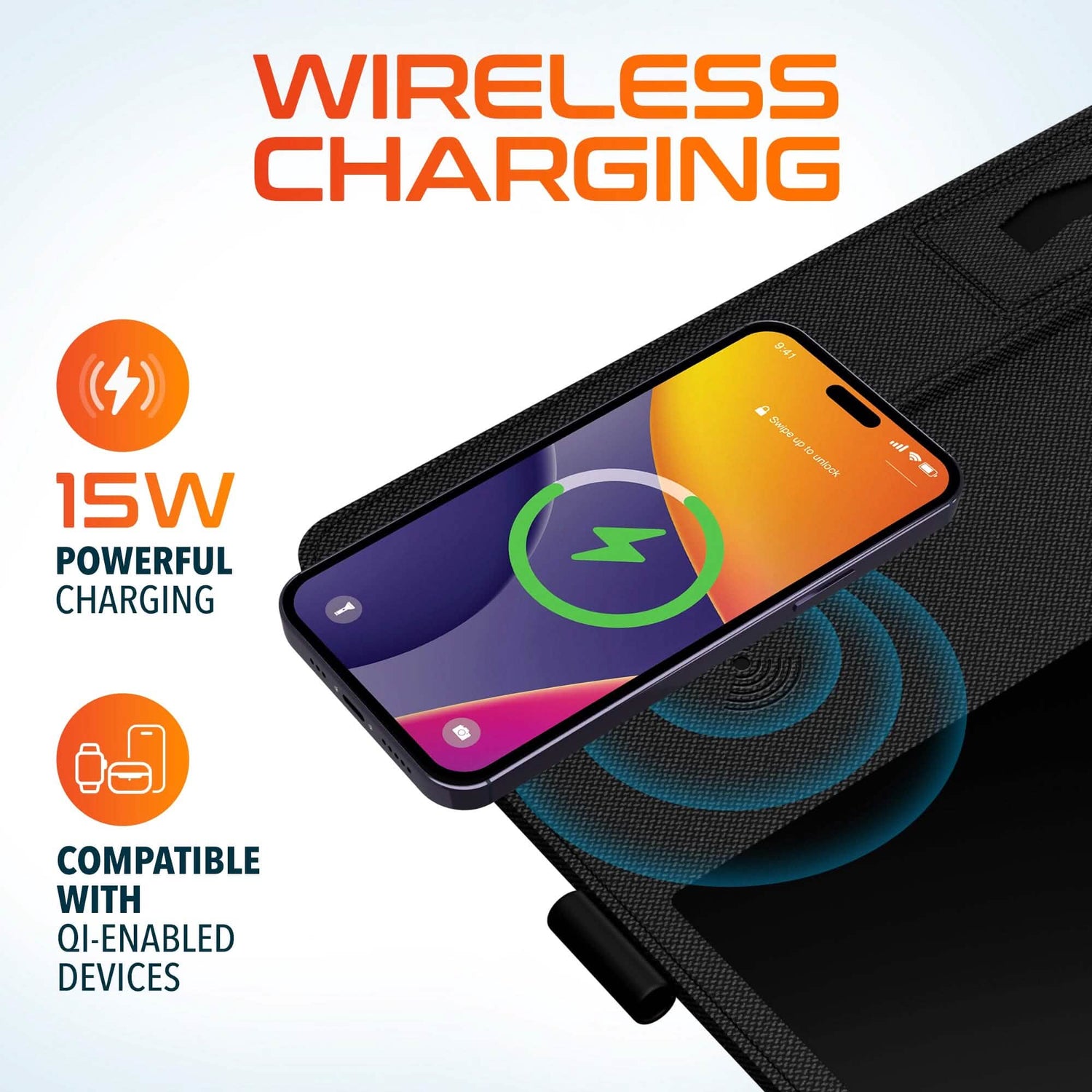 Delton D101 Wireless Charging Mouse Pad with Foldable Phone Stand &amp; Writing Pad, Non-Slip Desk Mouse Mat 15W Wireless Charging Pad Qi Enabled Devices