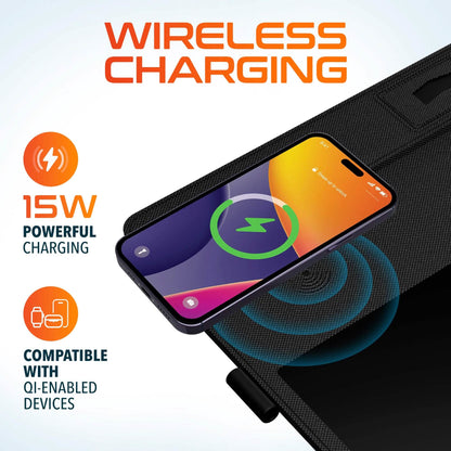 Delton D101 Wireless Charging Mouse Pad with Foldable Phone Stand &amp; Writing Pad, Non-Slip Desk Mouse Mat 15W Wireless Charging Pad Qi Enabled Devices