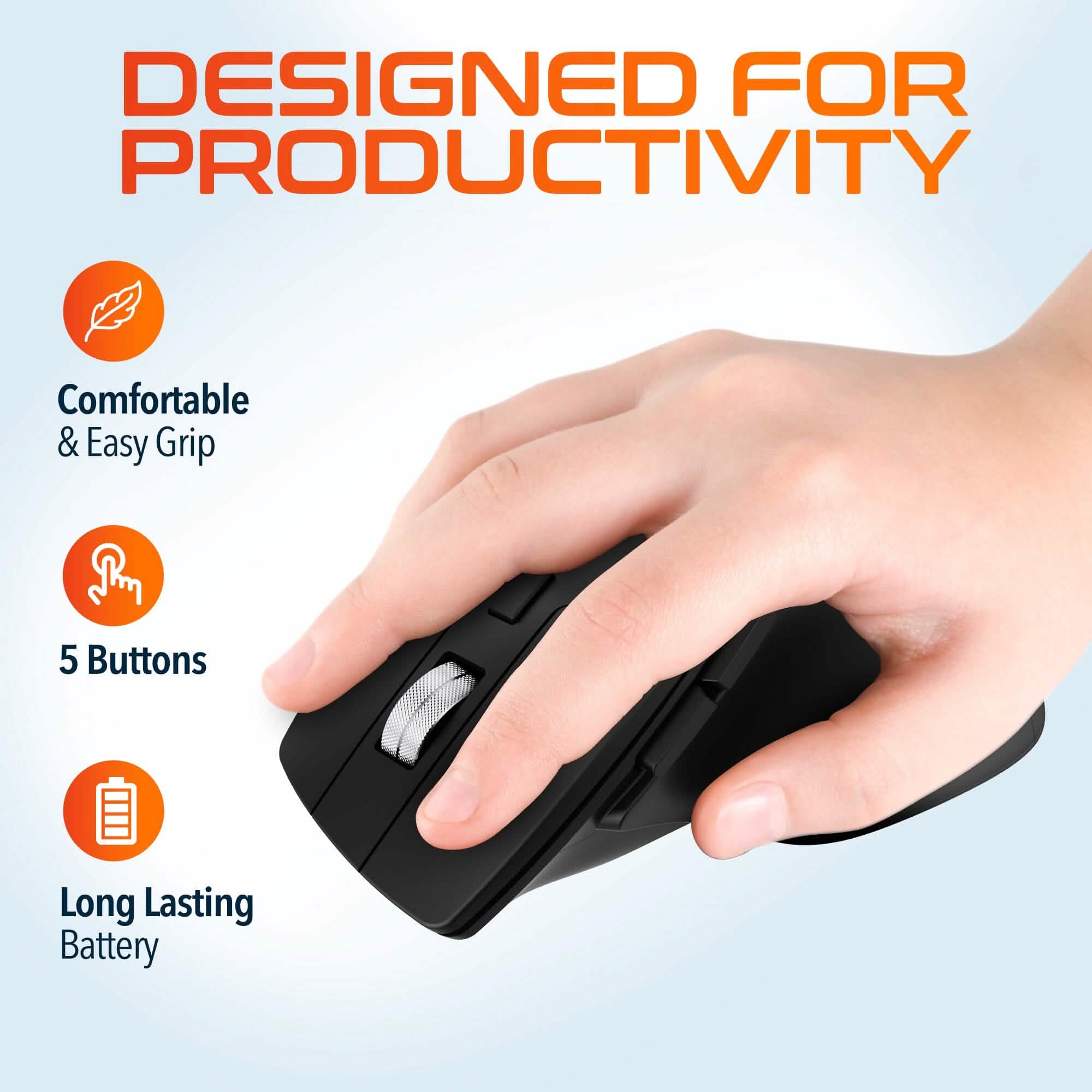 Delton G18 Ergonomic Wireless Keyboard and Mouse, Split Keyboard with Wrist Support &amp; Ergonomic Wireless Mouse, 2.4G Auto Pair USB Dongle for Computer, Laptop, Mac, Chromebook &amp; Tablets - Black