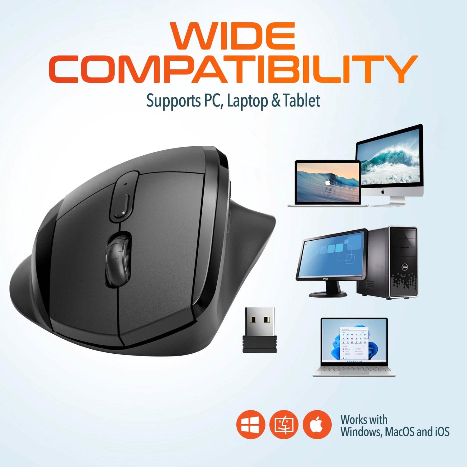 Delton S30 Ergonomic 2.4G Wireless Mouse Optical Computer Pointing Device