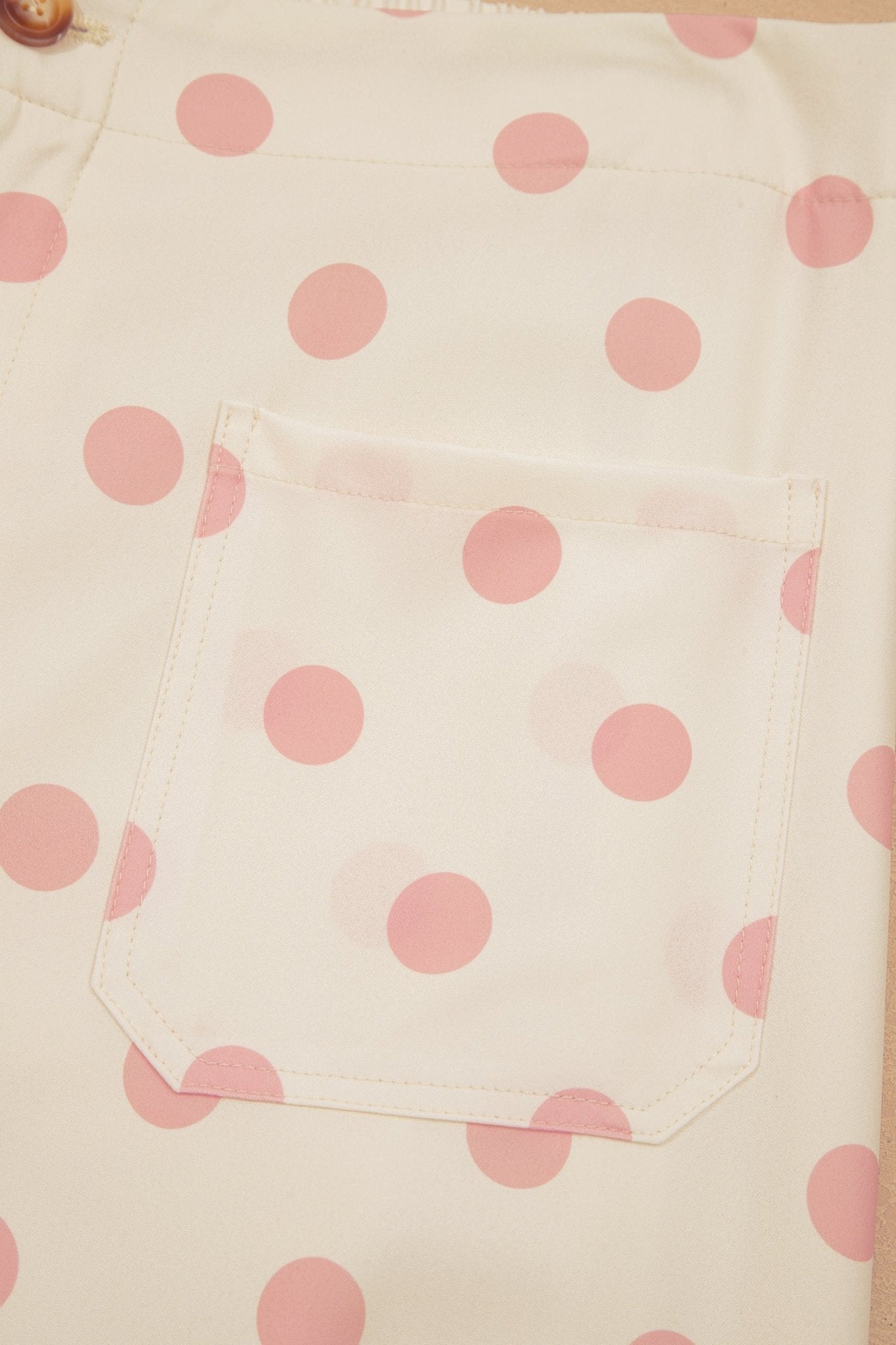 White Polka Dot Print Patched Pocket Loose Pants - Loving It Shop