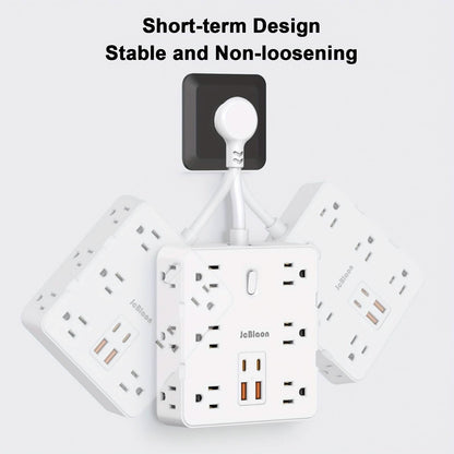 16-in-1 Power Strip – 12 AC Outlets &amp; 4 USB Ports, White