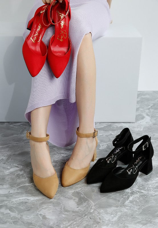 Rozita Microfiber Block Heel Sandals