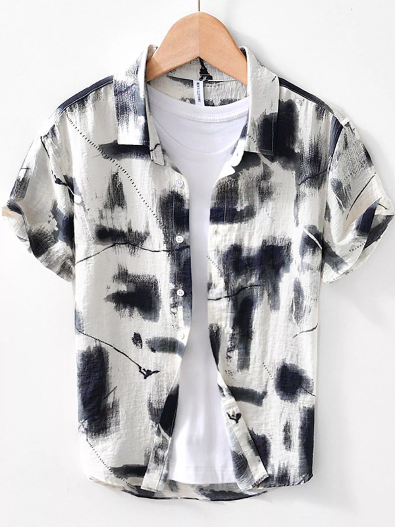 Men's Plus Size Abstract Print Short Sleeve Shirt