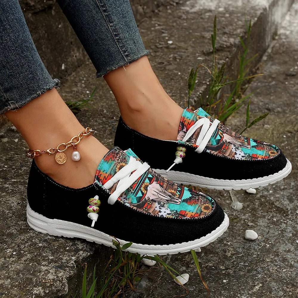 Geometric Round Toe Flat Slip - Ons - Loving It Shop