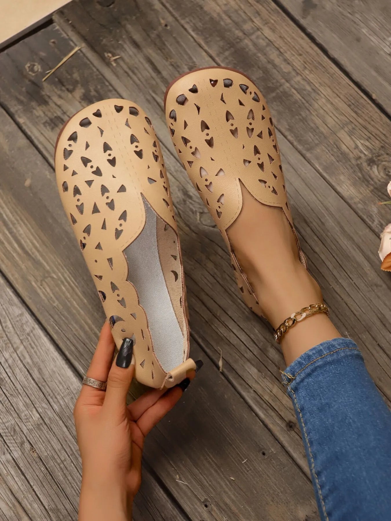 Perforated Leather Slip - On Loafers - Loving It Shop