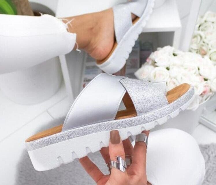Solid Color Set Toe Beach Slippers Women&