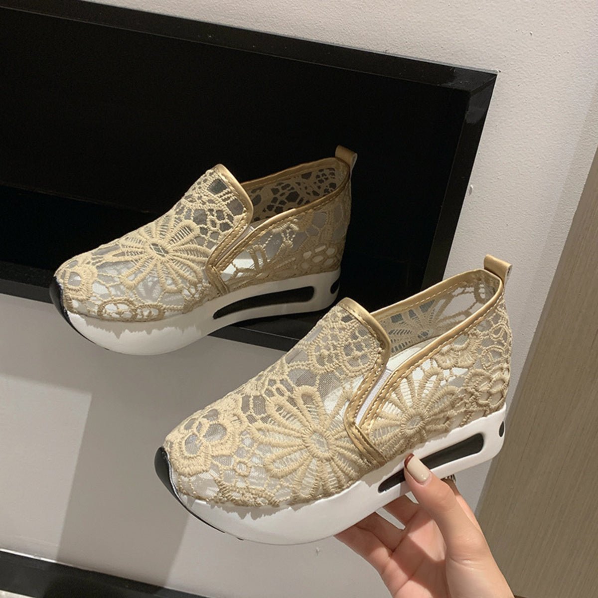 Lace Breathable Platform Slip - On - Loving It Shop