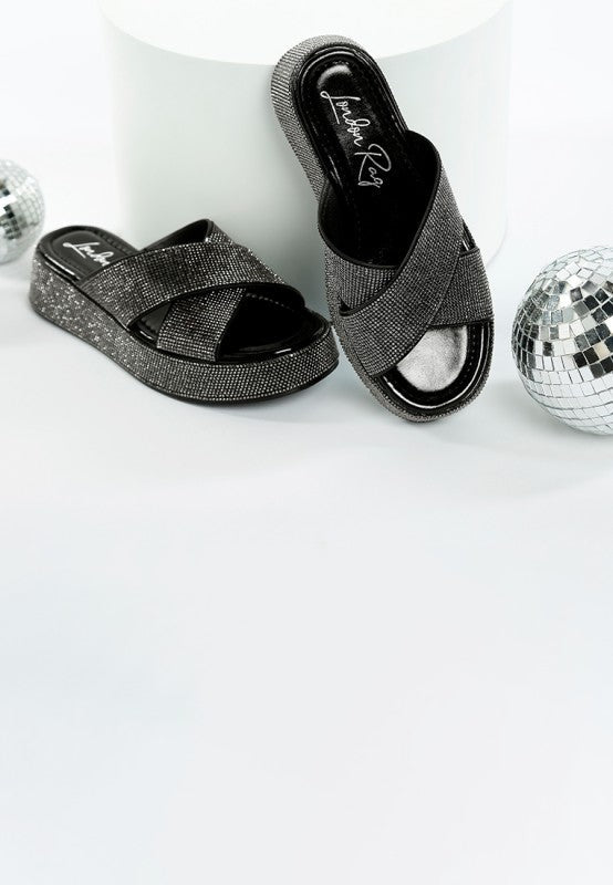Adena Rhinestone Embellished Flatforms - Loving It Shop