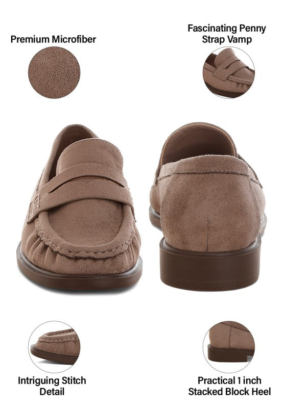 Fhalko Penny Strap Low Block Heel Loafers