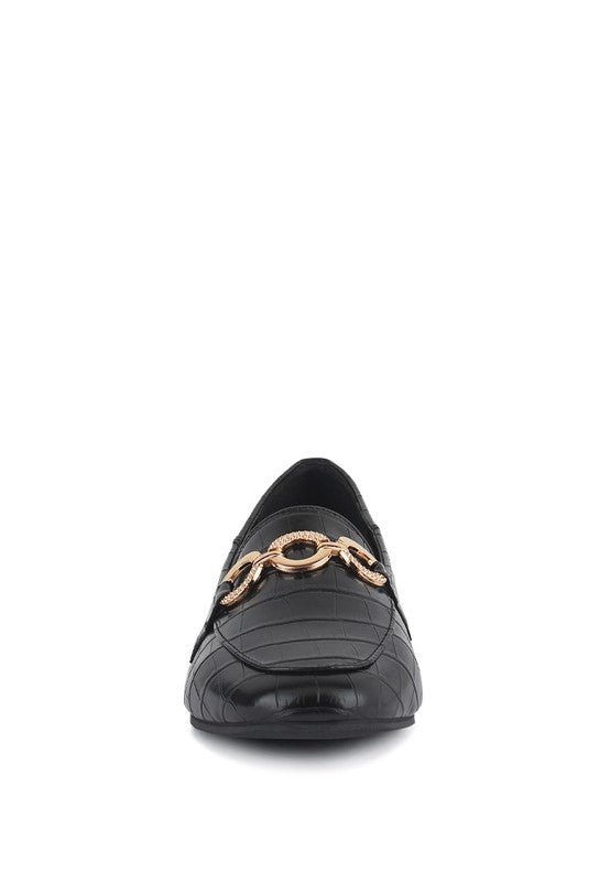 LONDON RAG CROC TEXTURED METAL SHOW DETAIL LOAFERS - Loving It Shop
