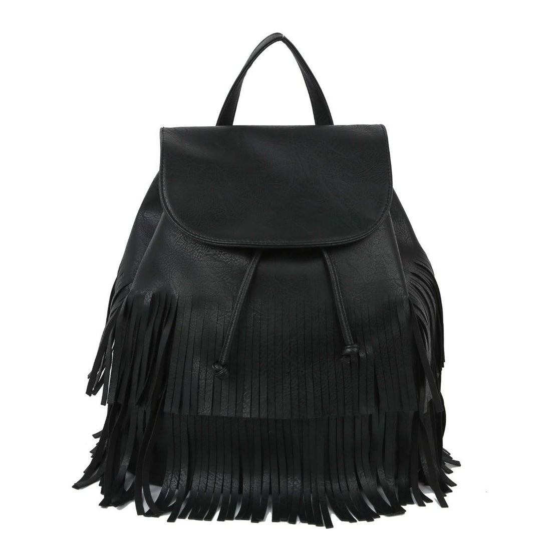 Convertible Black Double Fringe Backpack Stylish Fashion Accessory