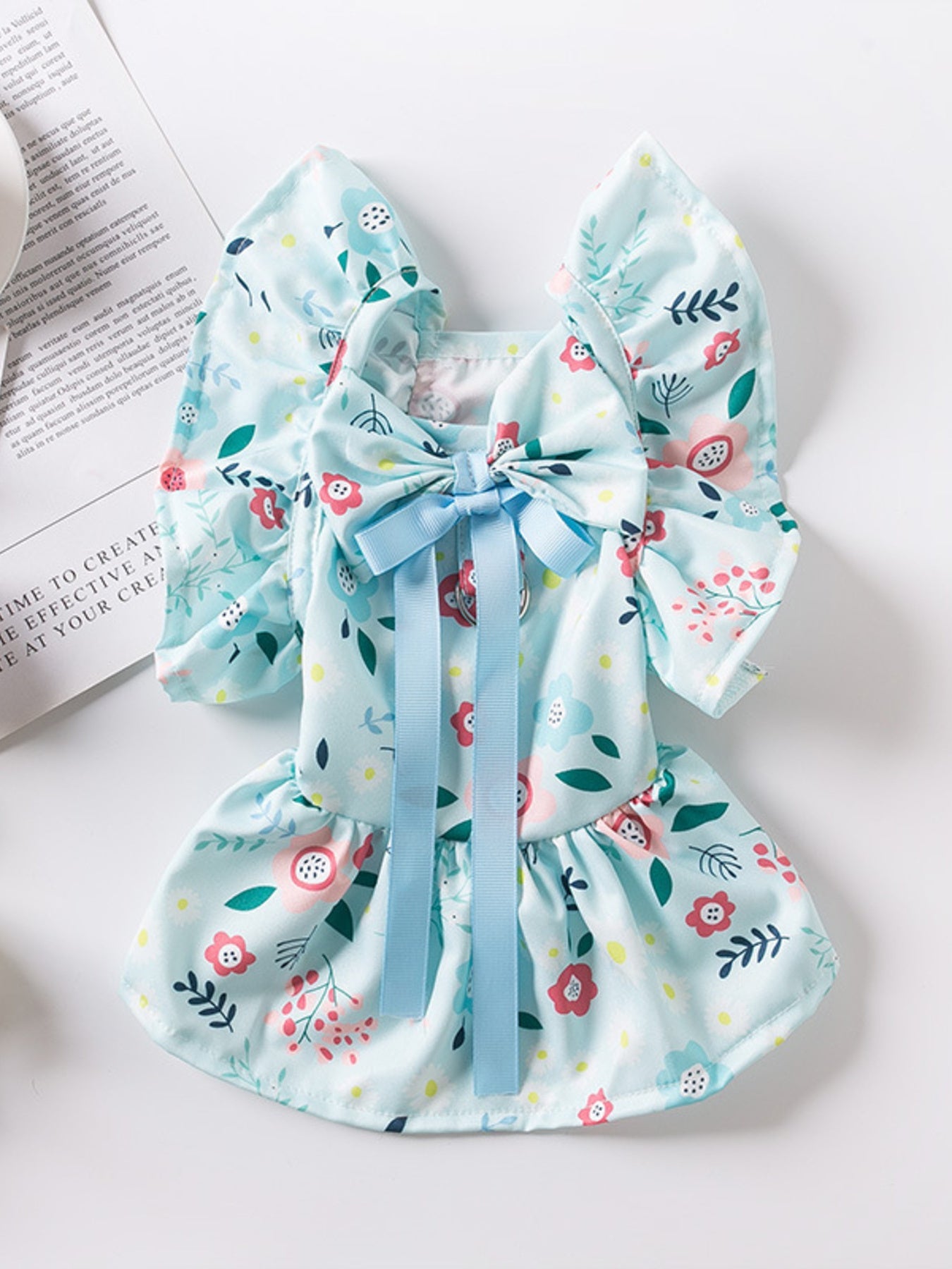 Floral Print Bow Decor Pet Dress - Loving It Shop