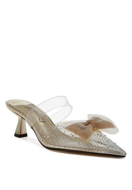 Freja Embellished Bow Kitten Heels - Loving It Shop