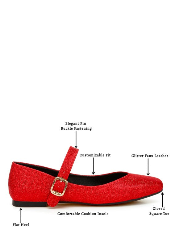 Herma Glitter Pin Buckle Ballerinas