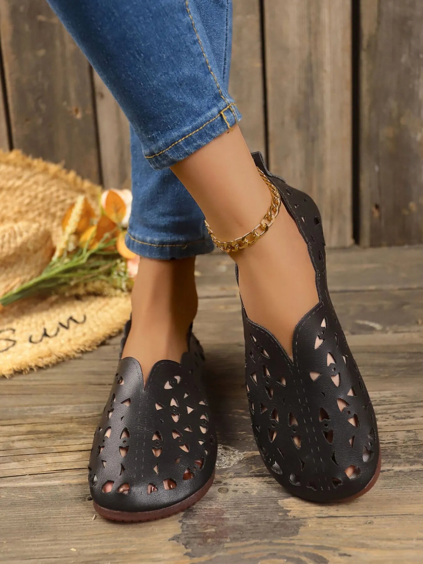 Perforated Leather Slip - On Loafers - Loving It Shop