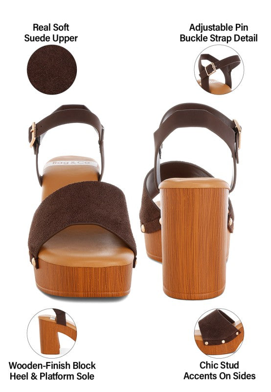 Daniela Genuine Suede Leather High Block Sandals