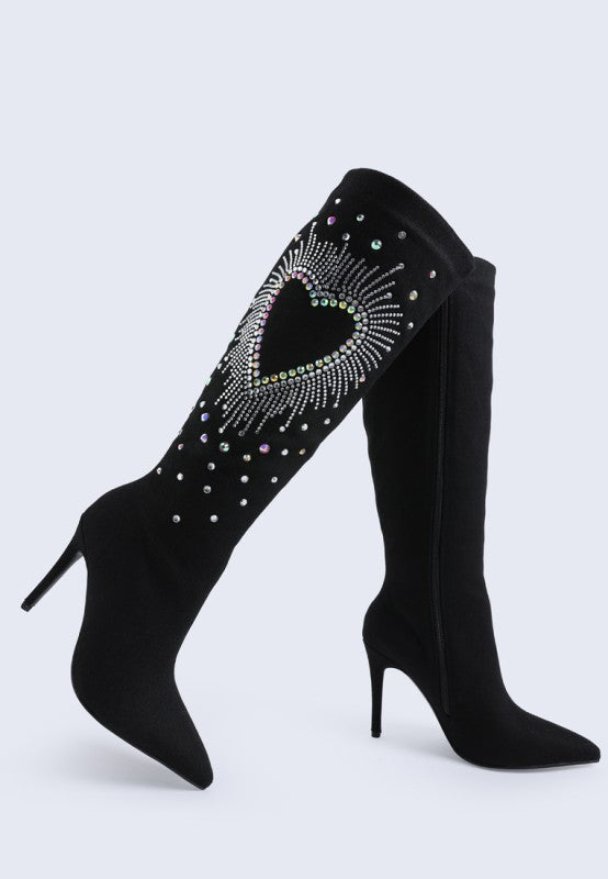 Coastra Rhinestone Embellished Stiletto Boots