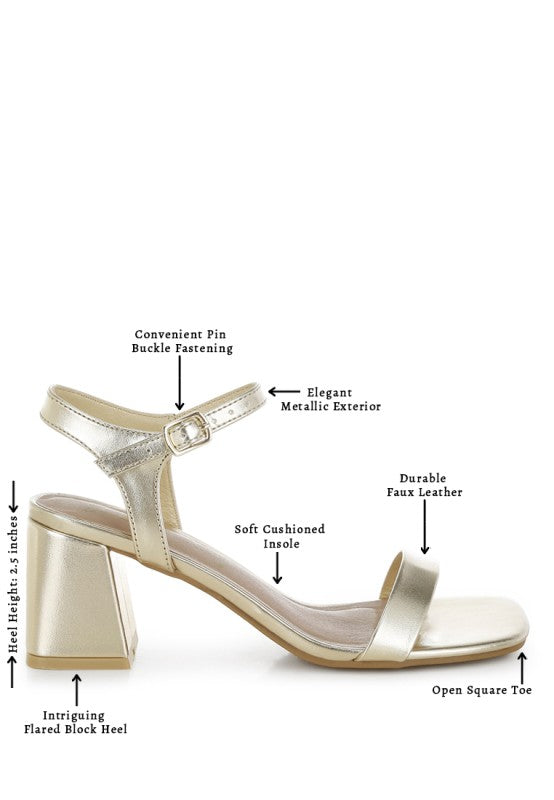 Kazara Metallic Faux Leather Block Heels