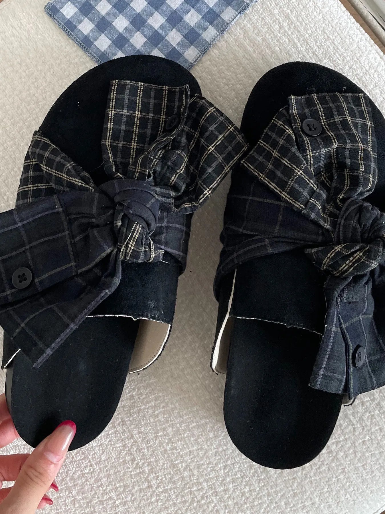 Bow - Knot Plaid Comfort Slip - Ons - Loving It Shop