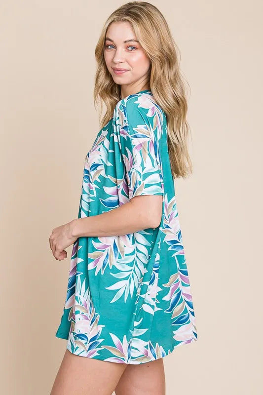 Loose Fit Vintage Floral Tunic Top