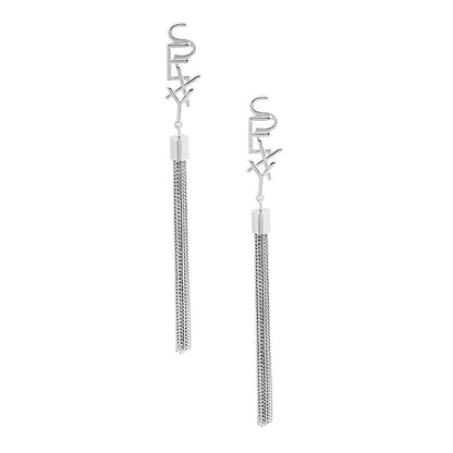 Chain Fringe Earrings Silver Sexy Statement Jewelry