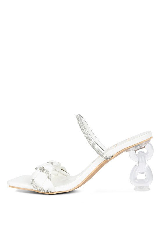 Big Plan Diamante Detail Mid Heel Sandals - Loving It Shop