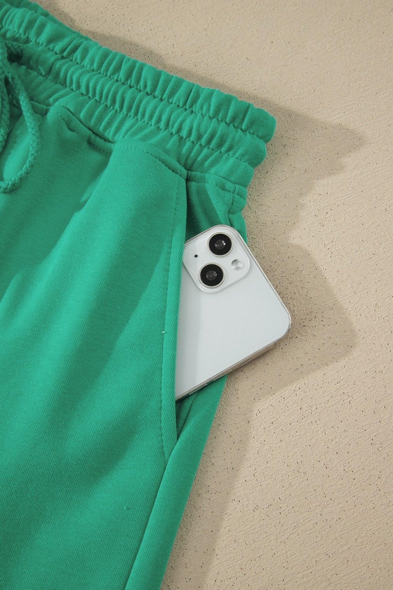 Sea Green Solid Color Loose Tee Drawstring Shorts 2pcs Outfit - Loving It Shop