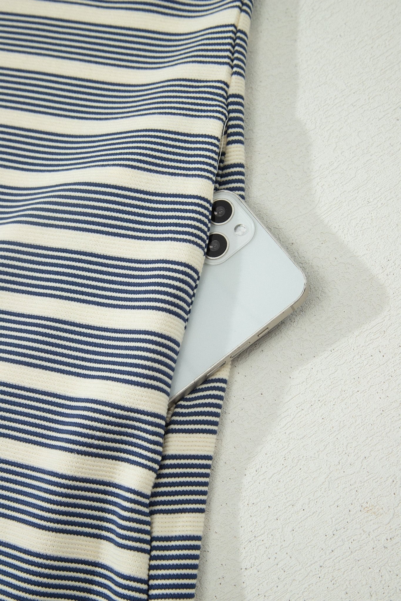 Blue Stripe Plus Size Contrast Trim Button V Neck Ruffle Sleeve Shift Dress - Loving It Shop